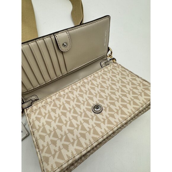 MICHAEL KORS Jet Set Logo nylon phone crossbody bag wallet -LIGHT SAND /BEIGE - Picture 4 of 7